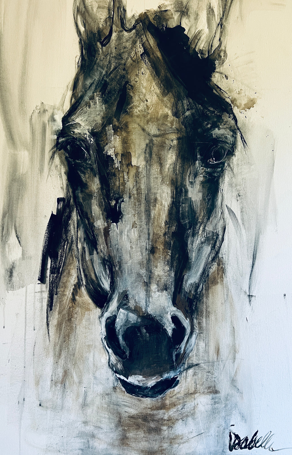 Isabelle Truchon mixed media artist, large scale  equines, wild horses in art