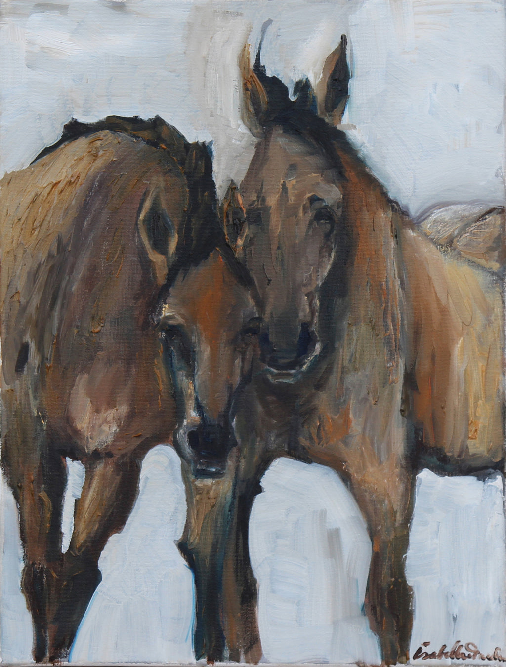 Truth. Horses only know to be honest. Highly textured and expressive original oil painting of horses in the wild.