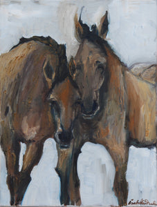 Truth. Horses only know to be honest. Highly textured and expressive original oil painting of horses in the wild.
