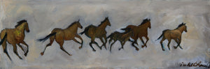 Inspired by primitive cave paintings, the forms of wild ponies galloping exude a sense of joy and pureness.