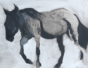 Wild mustangs of the west are resilient, brave, and strong. This Ink on paper original shows a wild horse aware of my whereabouts as he seeks to protect his herd in the close distance.