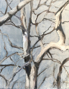 An intimate observation of the mingling branches that weave together to form this delicate composition filled with movement and freedom. Third in a series of three vignettes painted from Isabelle's favorite old sycamore tree.
