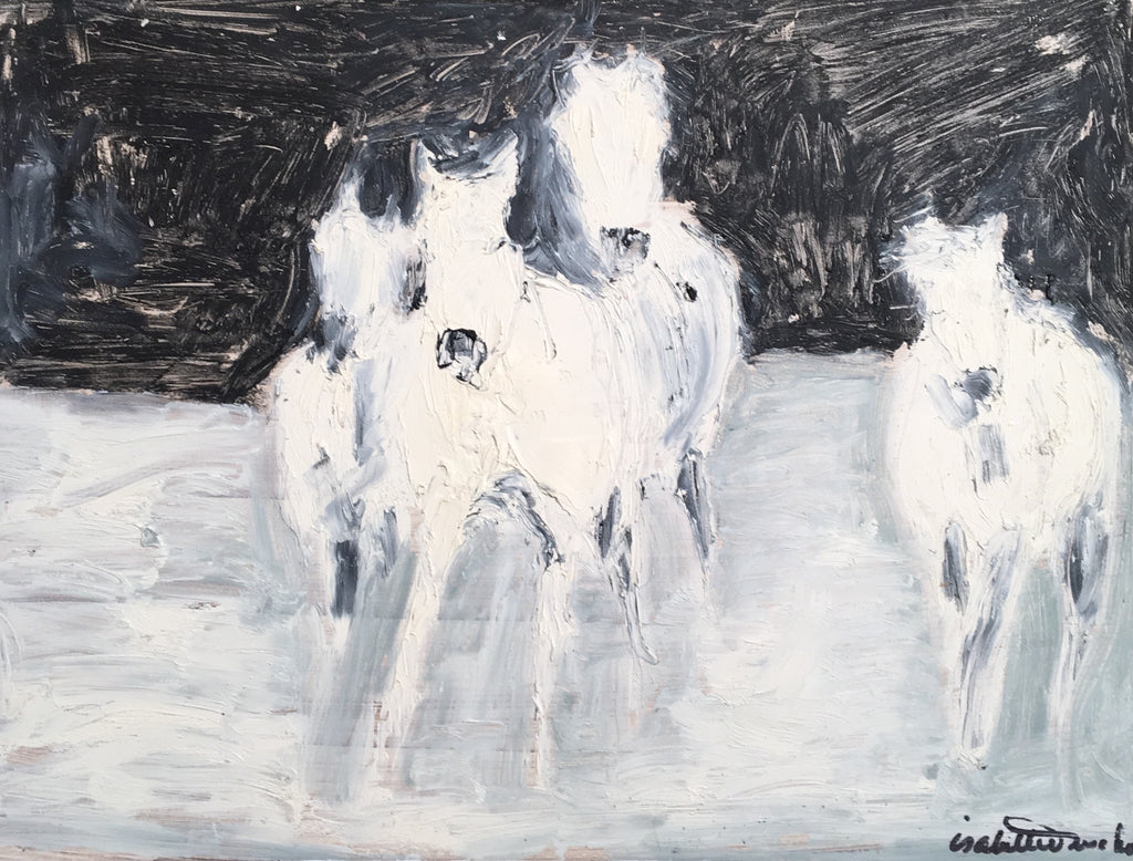 Inspired by the beautiful horses of the Camargue, this highly textured oil original exudes energy in abstraction of the horse form galloping in the waters of the Rhone delta. Third in a series of three.