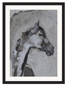 Framed Limited Edition Reproduction of Horse in Profile, Study in Ink